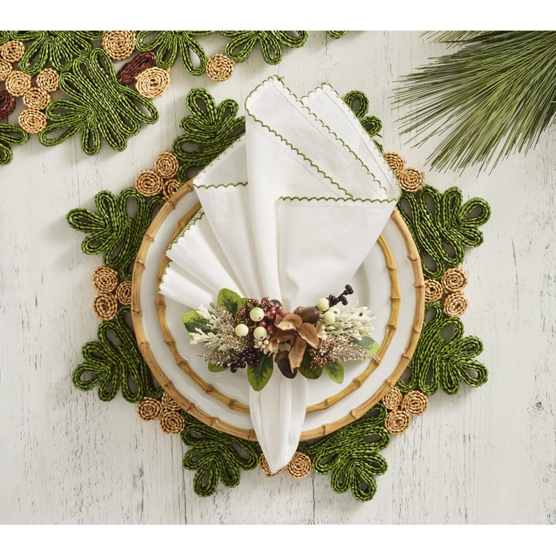 Casbah Napkin, White/Green