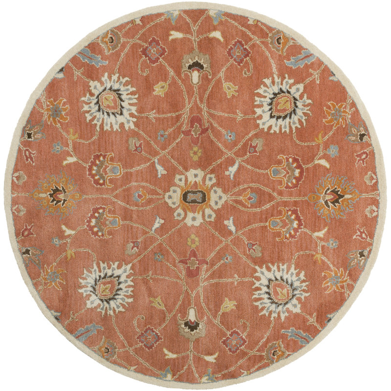 Tapis brun en laine touffeté à la main Gurusharan, Rond 6 pi