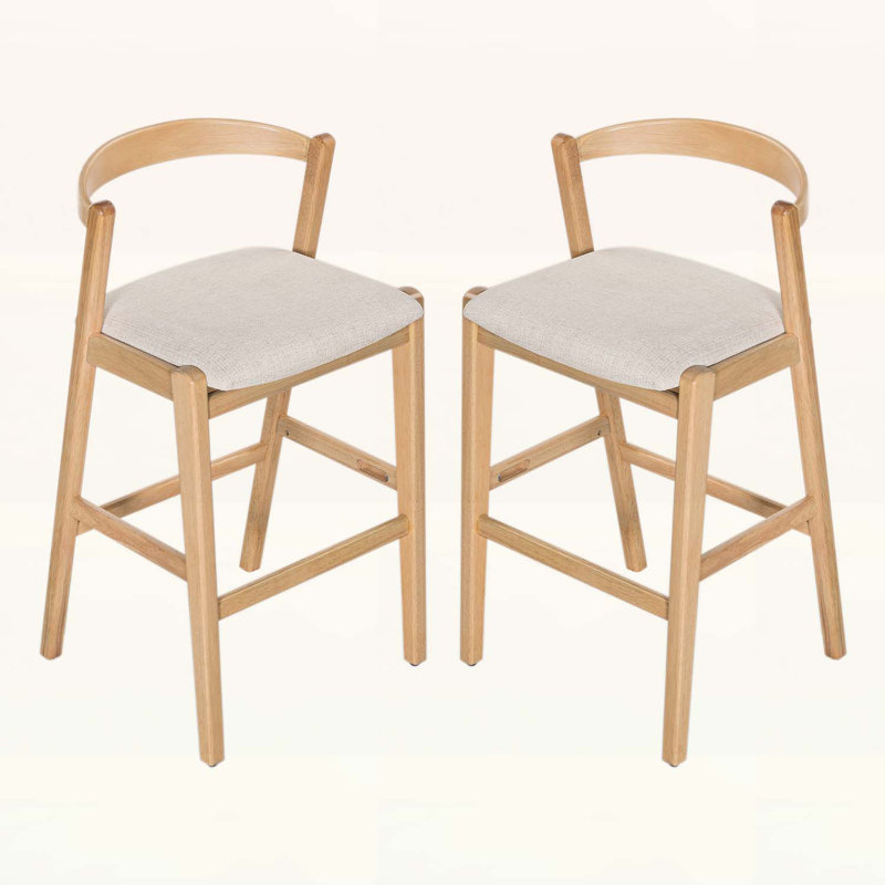 Ensemble de 2 chaises d'appoint confortables et élégantes, Naturel