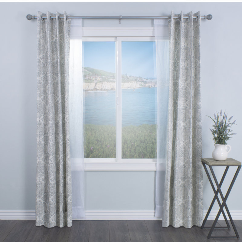 Madchen Adjustable Double Curtain Rod, 36"-72" W, Antique Silver