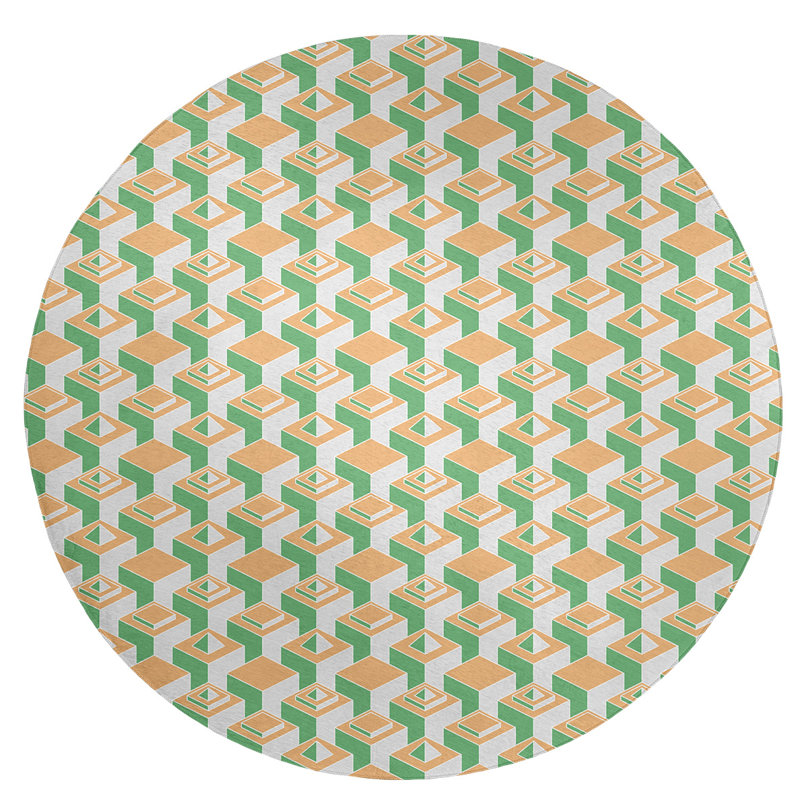 Chenille Geometric Indoor Rug, Round 5'