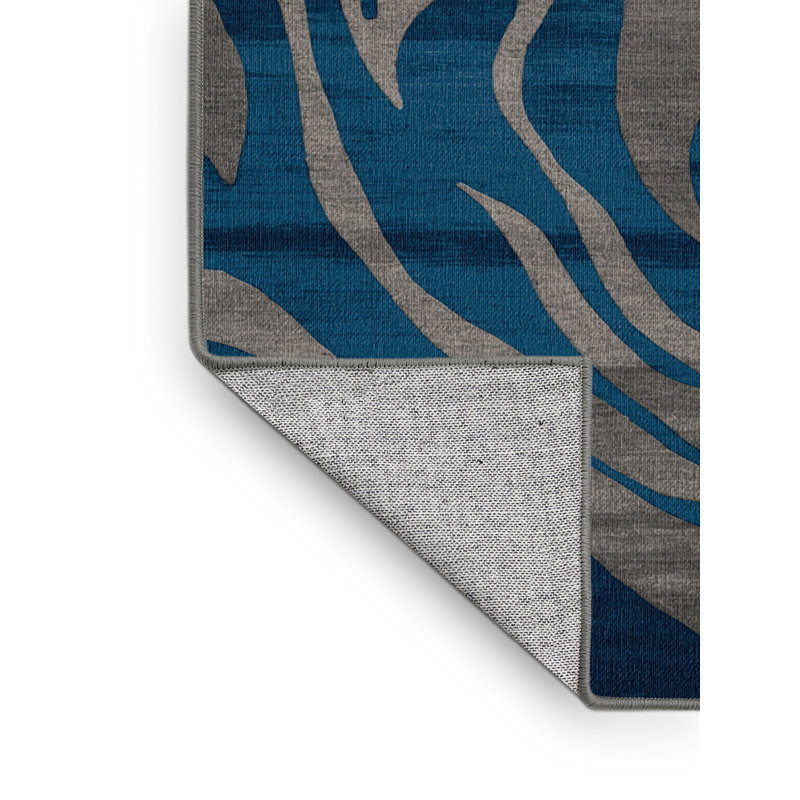 Tapis abstrait gris lavable à la machine, Rond 3 pi