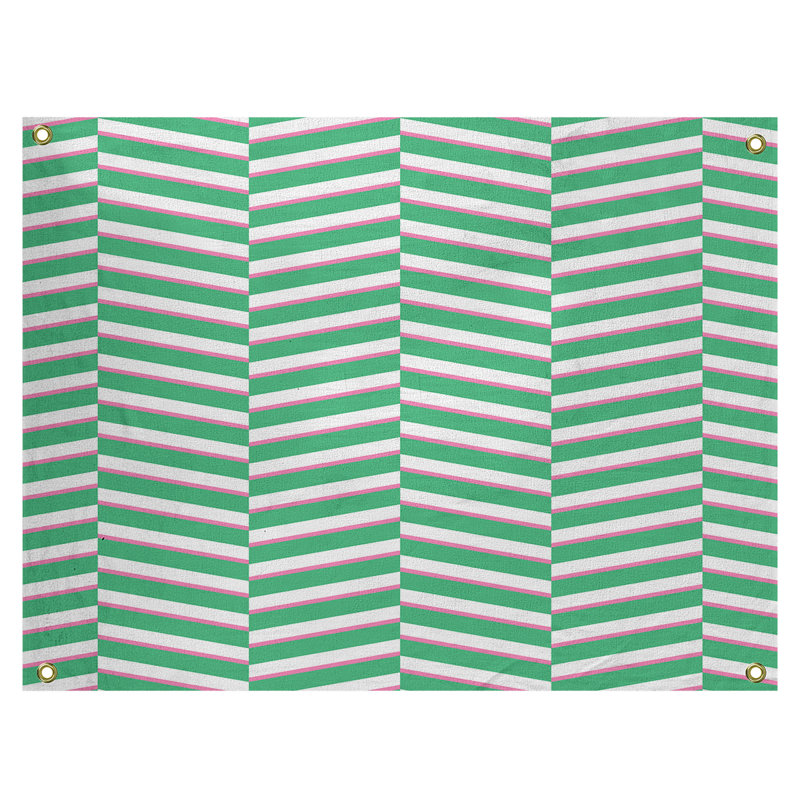 Jaya Polyester Tapestry, 26" H x 36" W, Green/Pink/White
