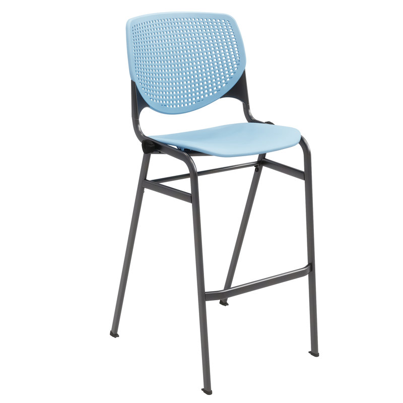 Kool 30" Bar Stool, White, Silver, Navy