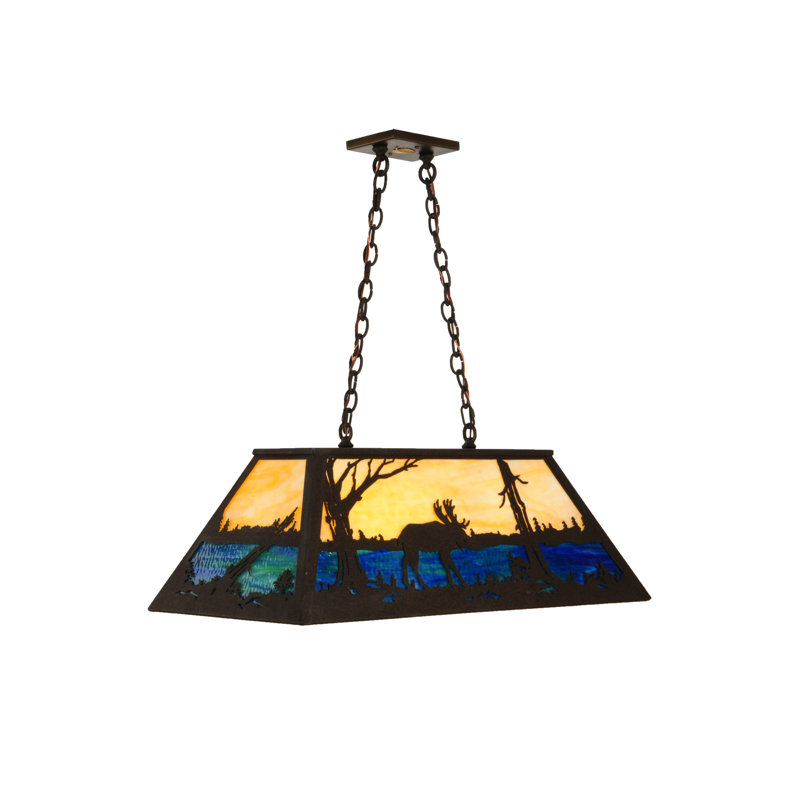 Old Forge 6-Light Pool Table Lights Geometric Pendant, 6, Dark Roast