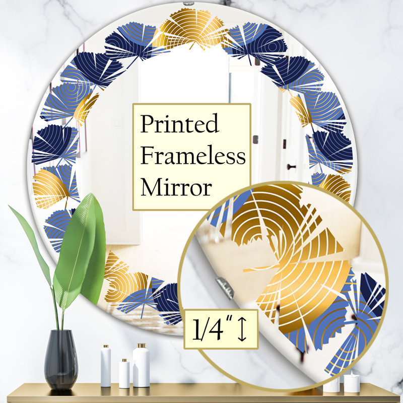 Miroir mural Coastal, H 31,5 po x l 31,5 po, Feuilles de luxe vagues