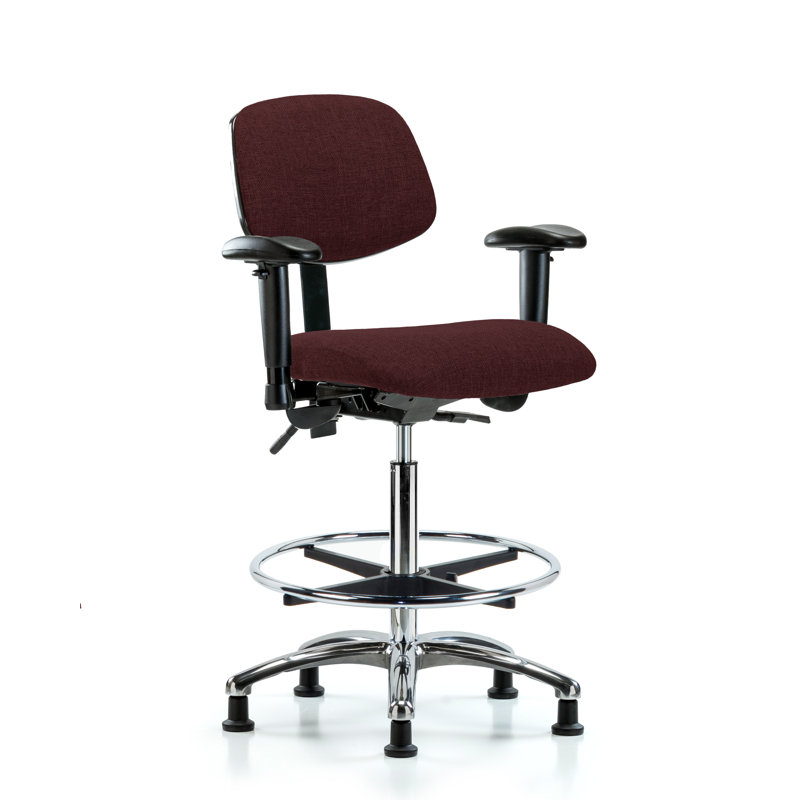Hermione Drafting Chair, Burgundy, Glides, Not Included