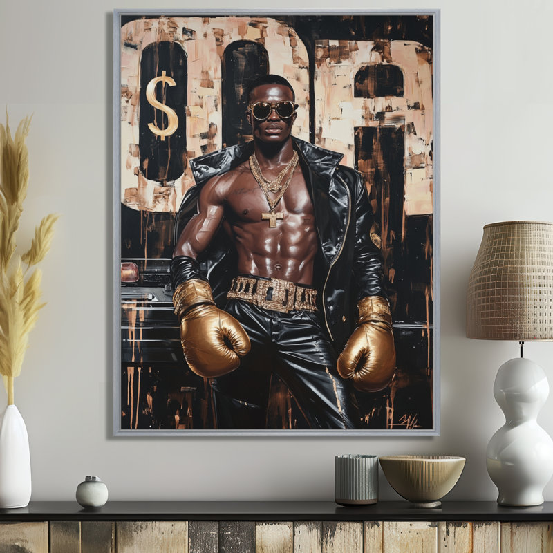 «Boss Fighter African American Man II» - Décoration murale homme, H 32 po x l 16 po x P 1 po