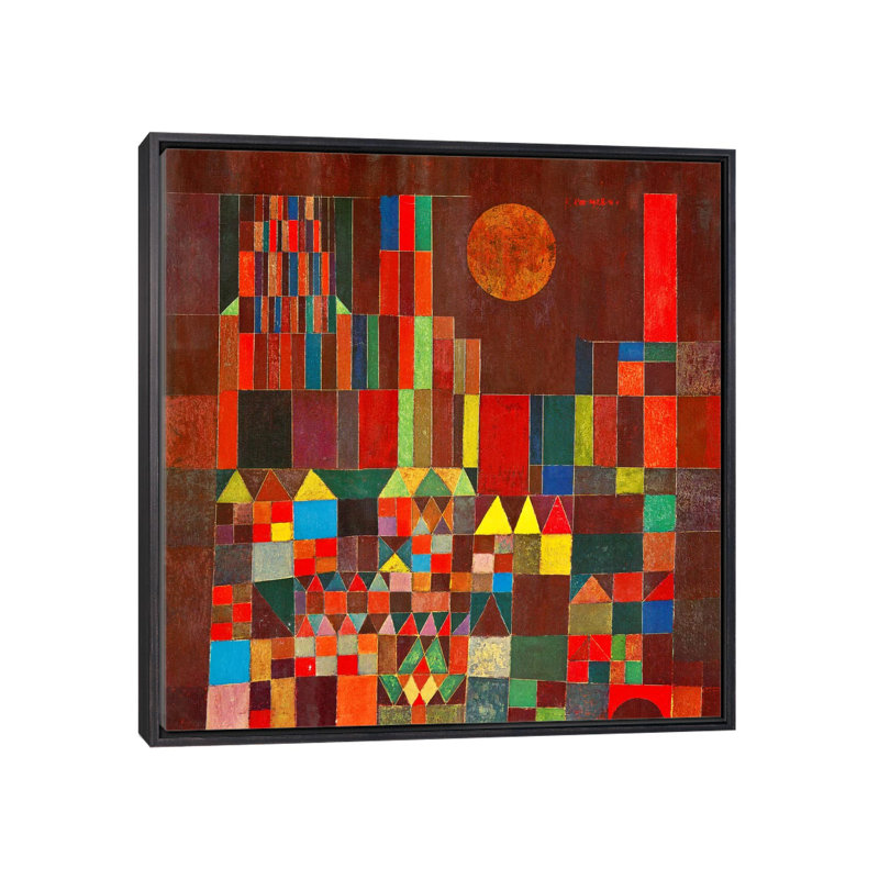«Burg Und Sonne, 1928» par Paul Klee - reproduction d'art, H 37 po x l 37 po x P 1,5 po, Toile avec cadre noir patiné