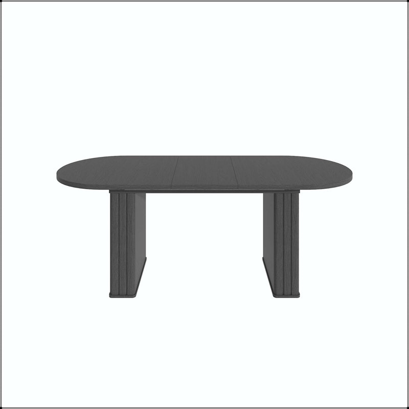 Table de salle à manger ovale extensible avec base en bois
