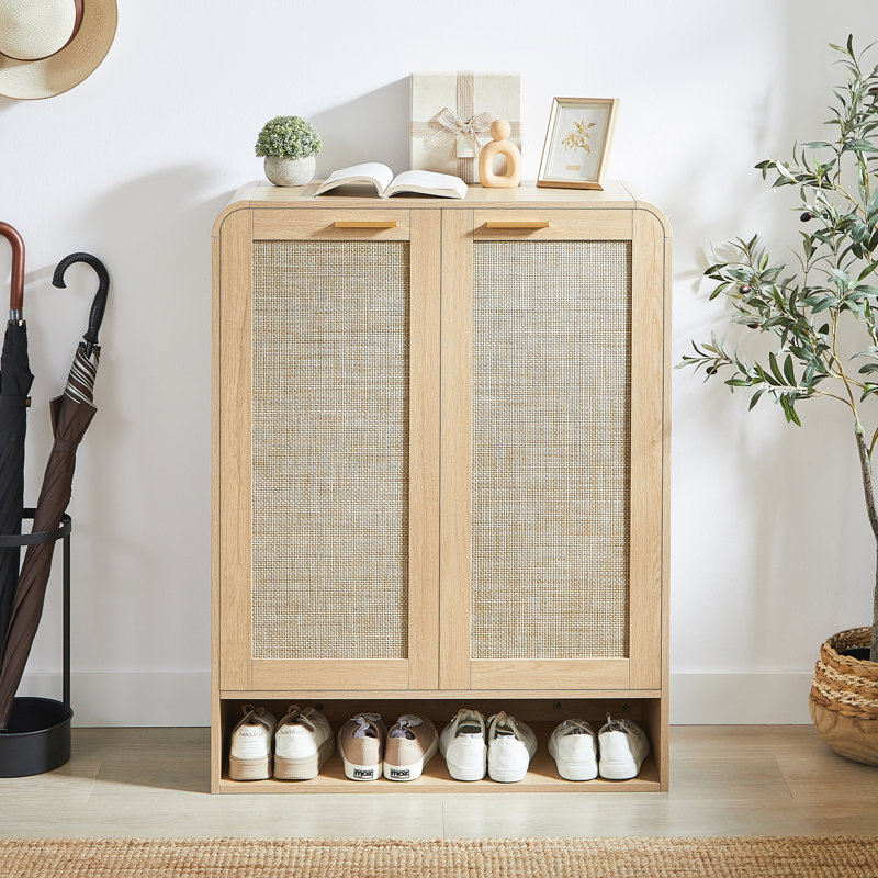 6-Tier Shoe Storage Cabinet With Adjustable Shelves, Oak