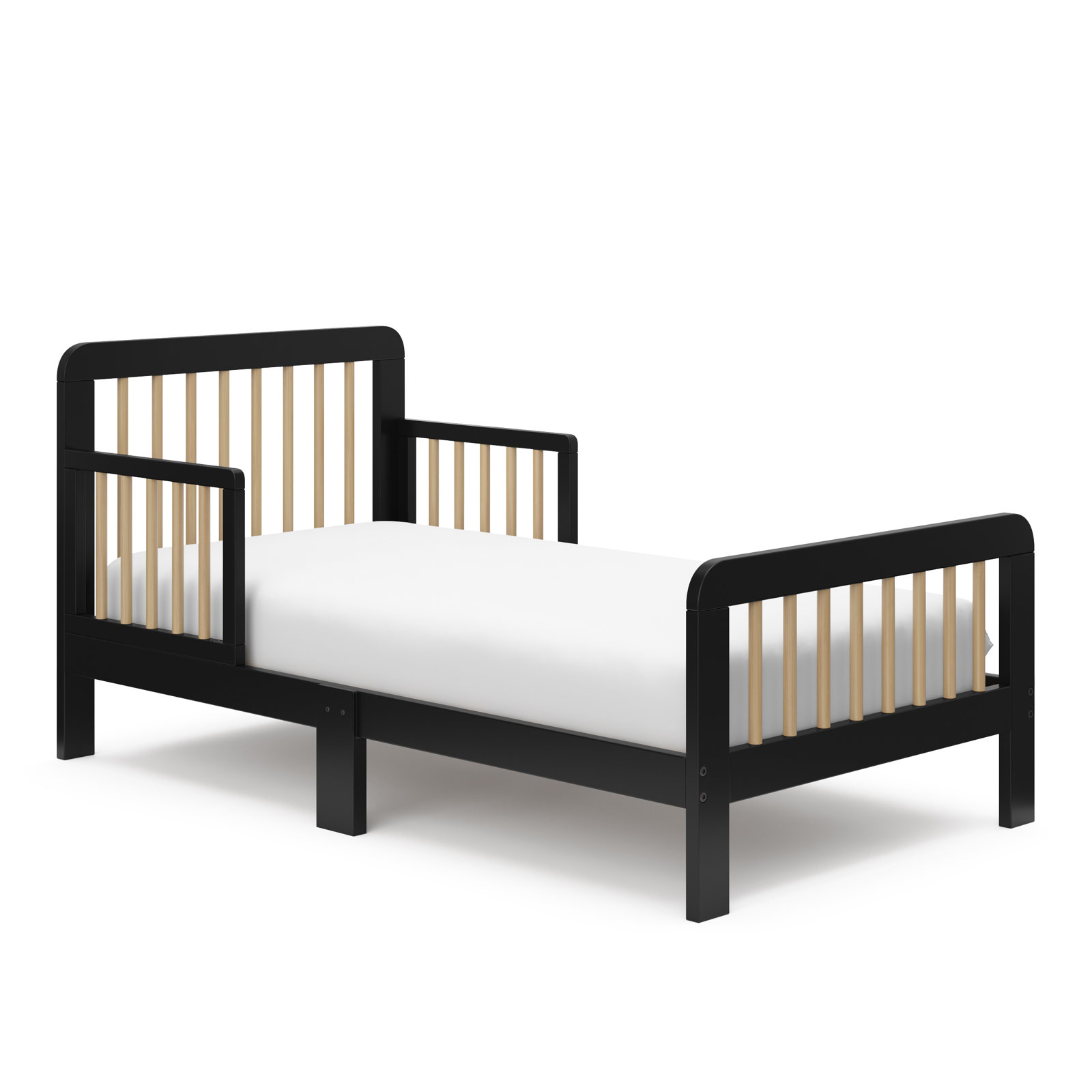 Pasadena Toddler Bed with Guardrails, Black/Driftwood