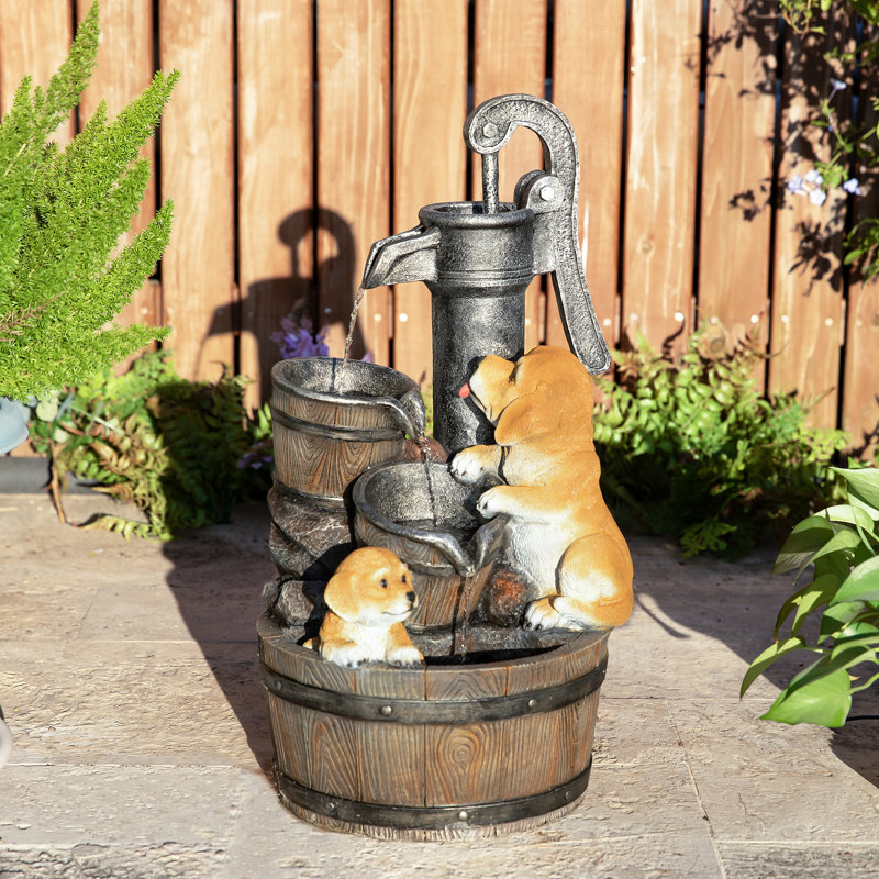 Outdoor Sculptural Fountain with Lights