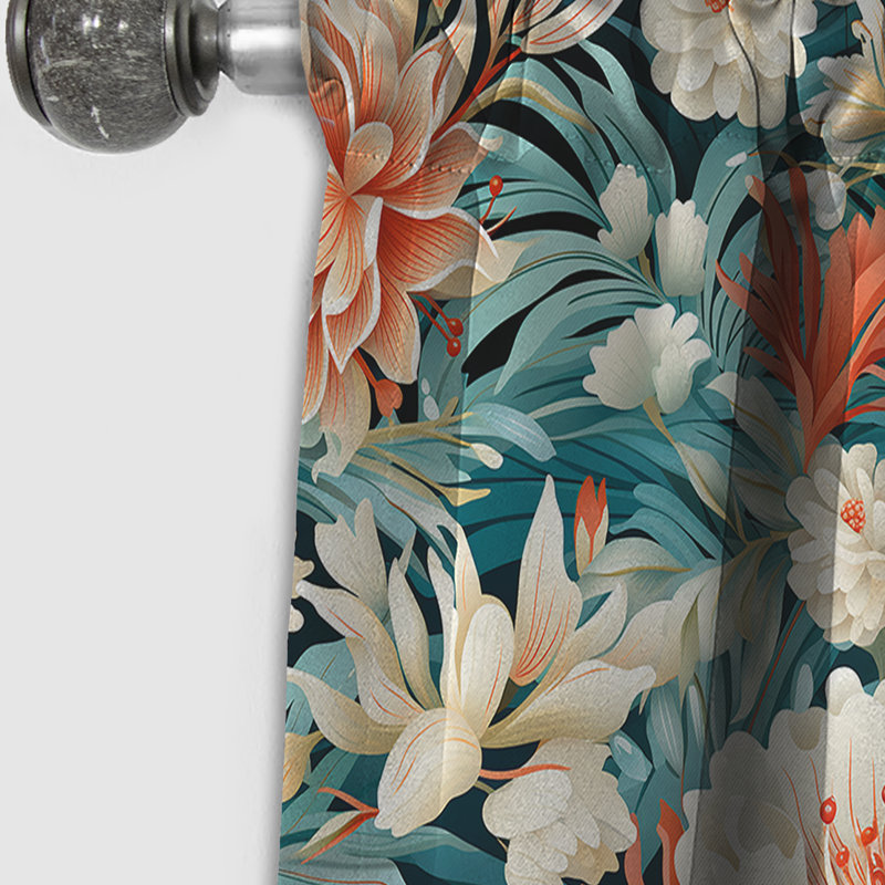 Lagune Serenade motif tropical I - Rideau floral - Rideau occultant floral - 1 panneau, L 52 po x L 108 po