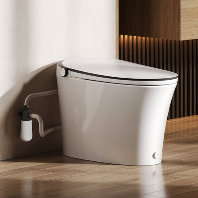 DeerValley Luxury Elongated Smart Toilet With Bidet: Auto Open/Close Lid, UV Sterilization, Warm Air Dryer and Blackout Flush in White