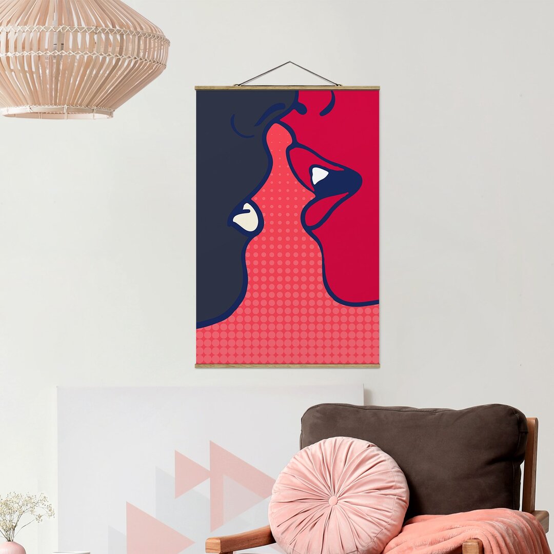 Stoffbild Mit Posterleisten - Pop Art Kiss - Hochformat 3:2