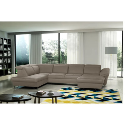 Natron Leather Corner U-form Sofa with Sleeping Function and Storage 
