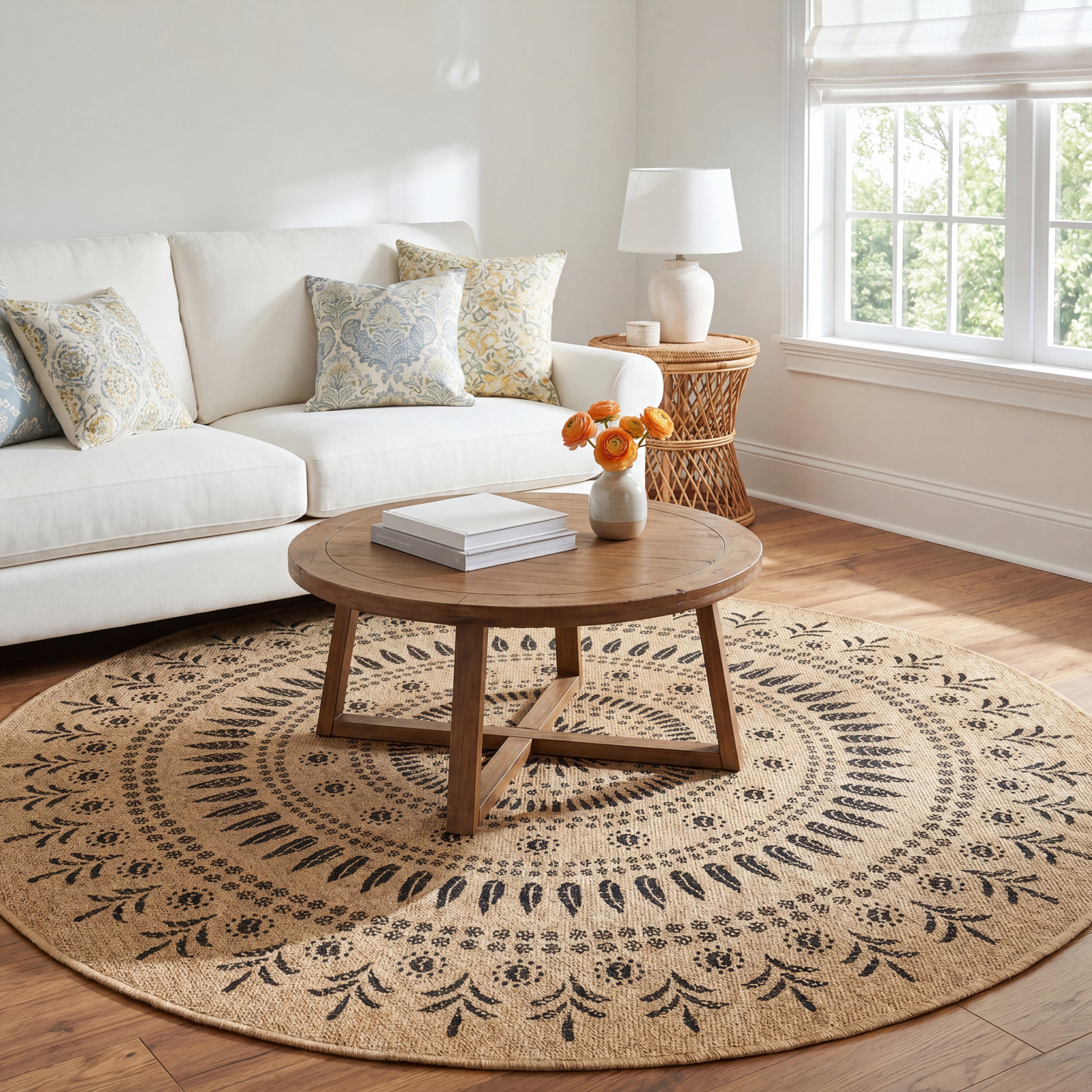 Finni Oriental Outdoor Rug, Round 9'10"