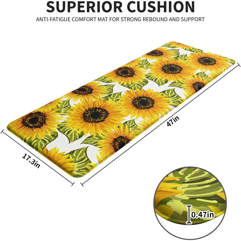 Tapis de cuisine anti-fatigue Sunflower, Sunflower White, 17.3" X 47"