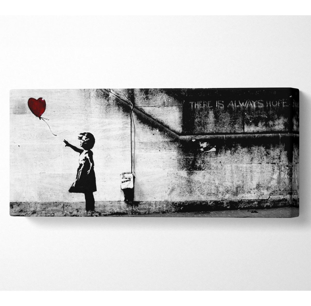 Red Heart Balloon Girl - Panorama-Kunstdrucke auf Leinwand