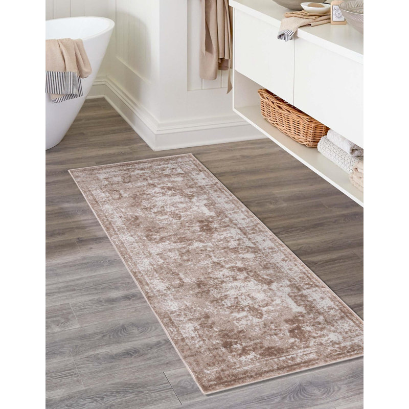 Tapis oriental brun / beige / ivoire Coblitz, Tapis de couloir 3 pi 3 po x 16 pi 5 po