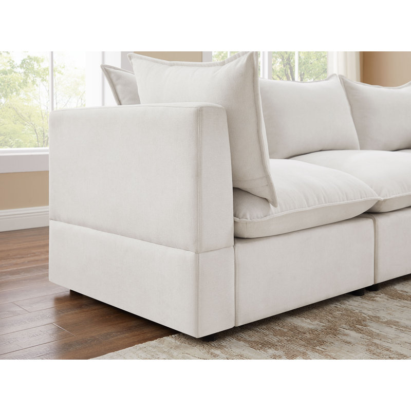 Canapé modulaire rembourré 6 pièces Yunet, Polyester beige