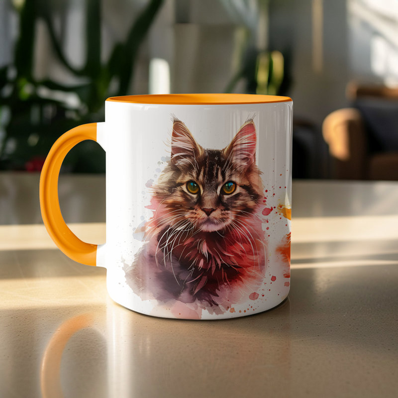 Ceramic Coffee Mug, Orange, 4