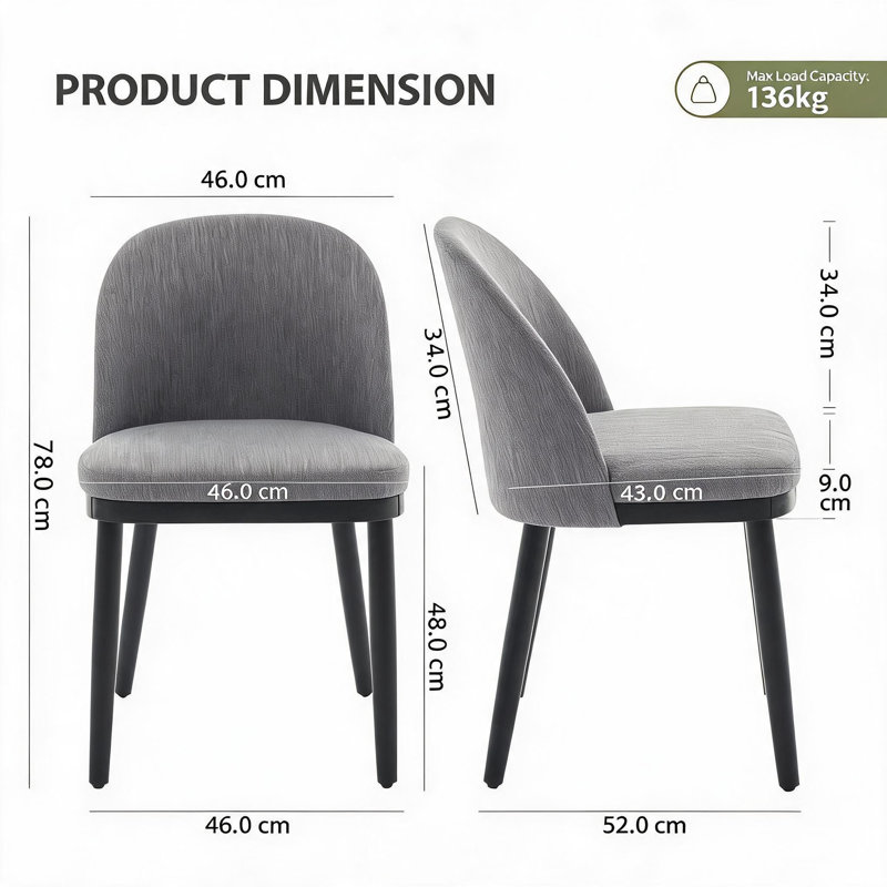 Solid Wood Side Chair, Grey, Grey