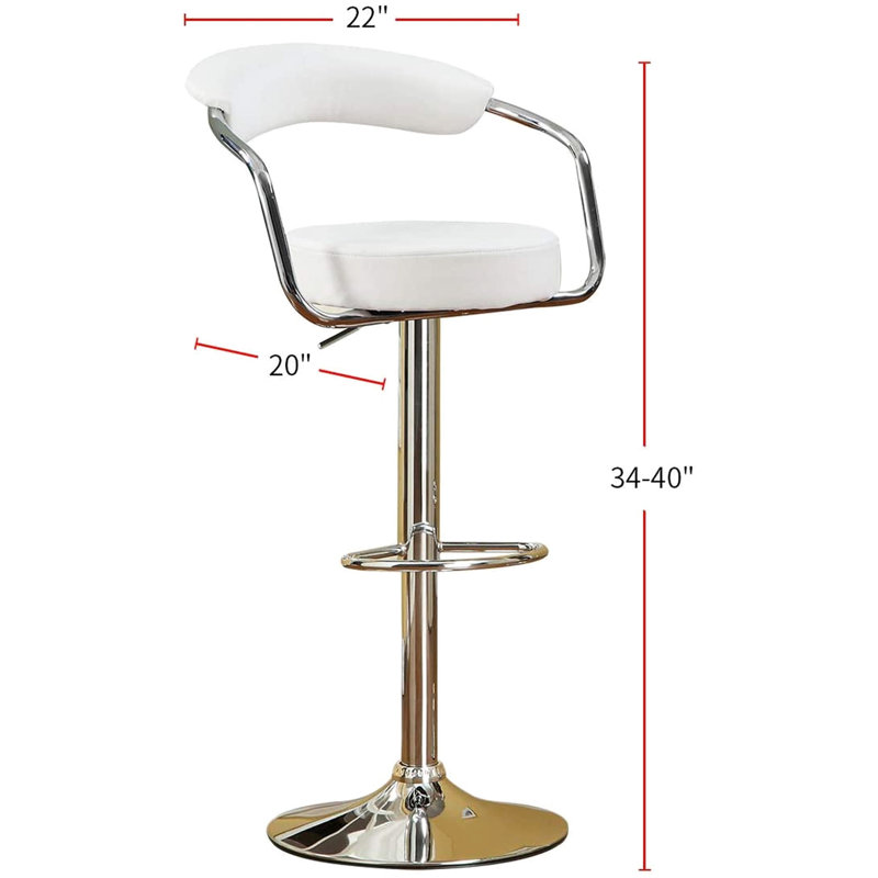 Paire de tabourets de bar contemporains blancs - Chaise de salle à manger réglable de 2 places assises avec coussins confortables