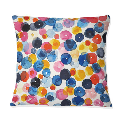 Blue Red Polka Dot Print - Polka Dot Throw Pillow