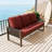 Brown Cedar Wood 3-Seat Sofa with Olefin Cushions for Outdoor, Patio-398572868