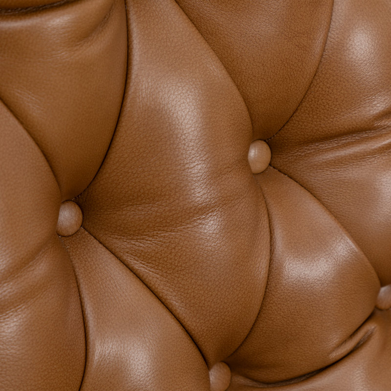 Genuine Leather Swivel Wingback Recliner, Camel