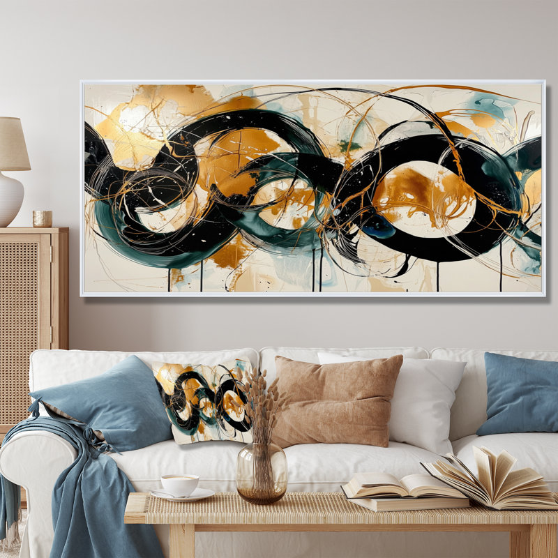 Art mural en toile Odier, H 28 po x l 60 po, Cadre flottant, Blanc