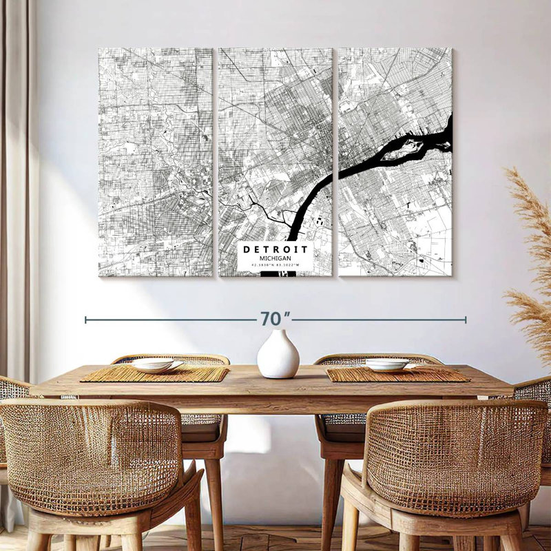 Carte de Aliaz White Urban Detroit, H 48 po x l 74 po