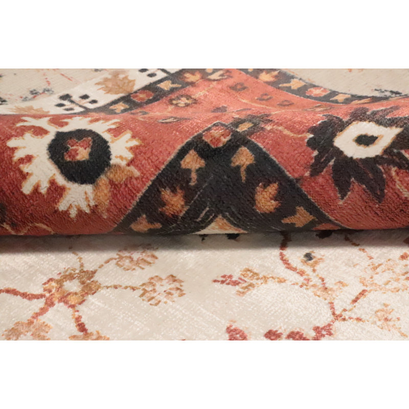 Tapis oriental élégant à motif floral Oushak 5 x 8