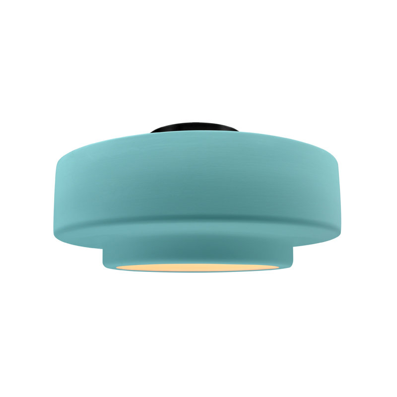 Plafonnier semi-encastré Radiance, H 7,25 po x l 14,5 po x P 14,5 po, Reflet de piscine, Noir mat