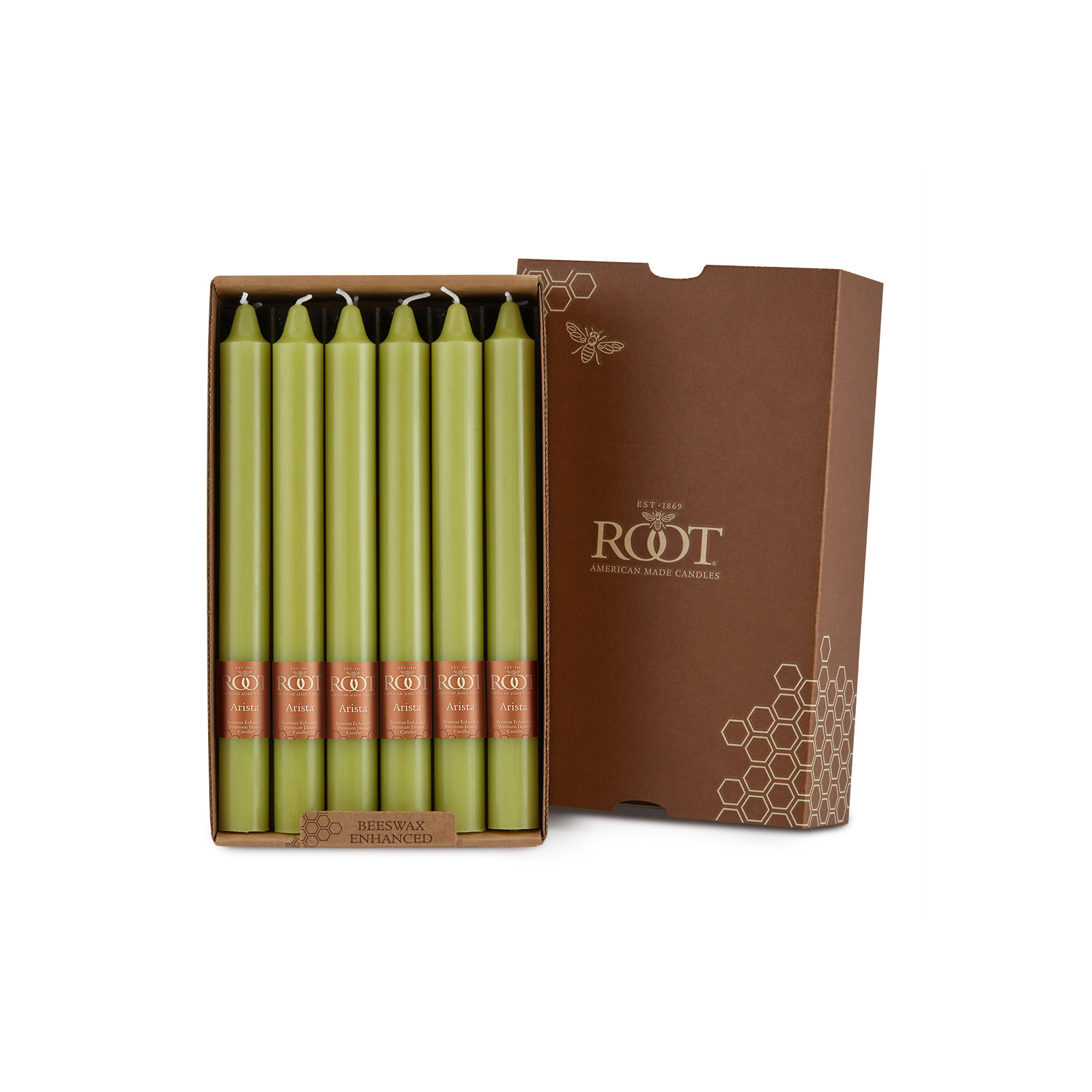 Root Candles Unscented Taper Candle, Willow, 9" H x 0.88" W x 0.88" D