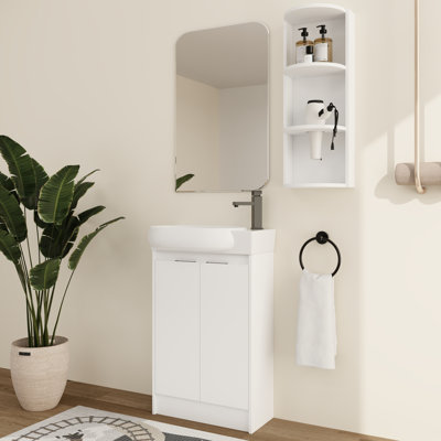 Khyla 23'' Single Bathroom Vanity Set With Ceramic Vanity Top, 23'' Freestanding Single Bathroom Vanity With Ceramic Sink and 12 inch Storage Rack