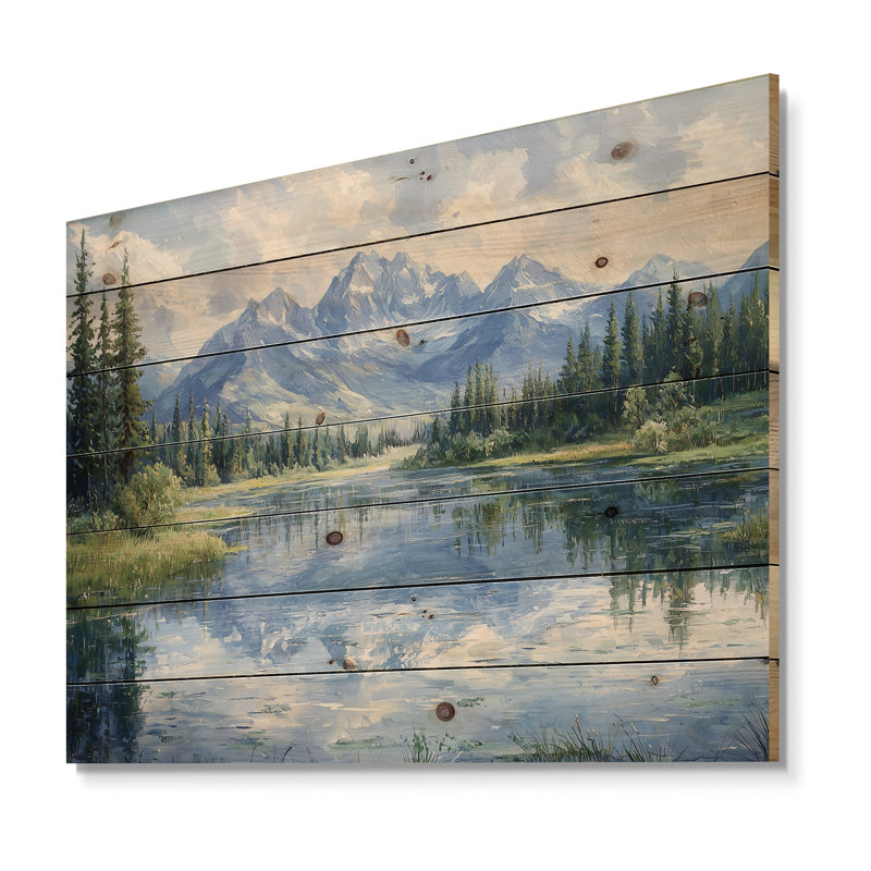 Décorations murales en bois Mountain River Reflections In Rocky Mountains IV - Landscape Mountains