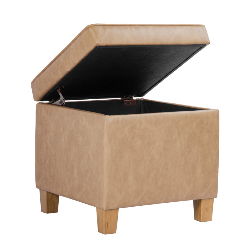 Gamalier Square Tufted Storage Ottoman, Light Brown