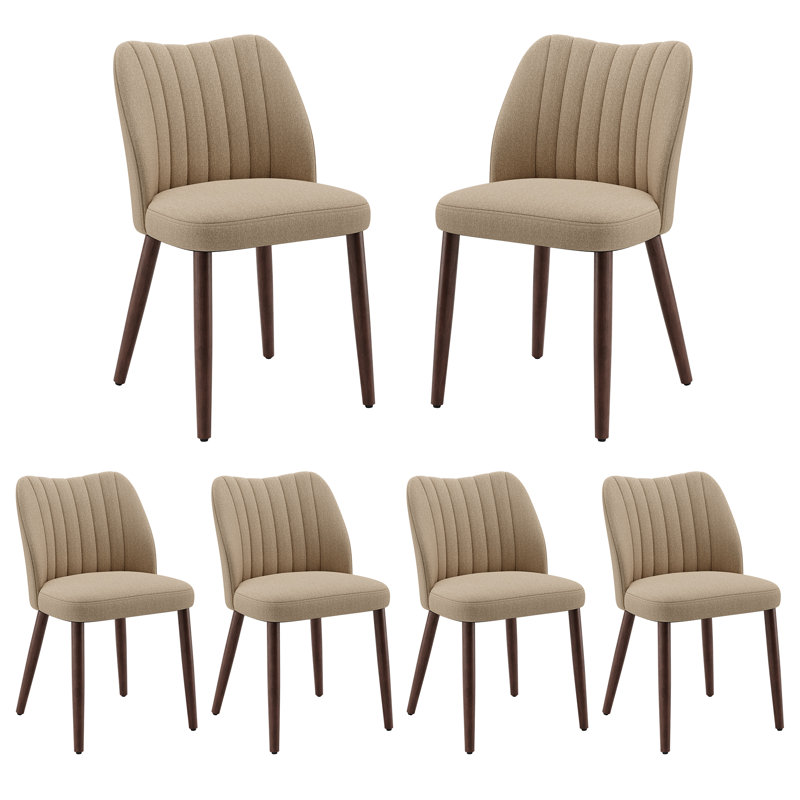 Chaise d'appoint de salle à manger rembourrée moderne avec pieds en bois , 6, Chameau