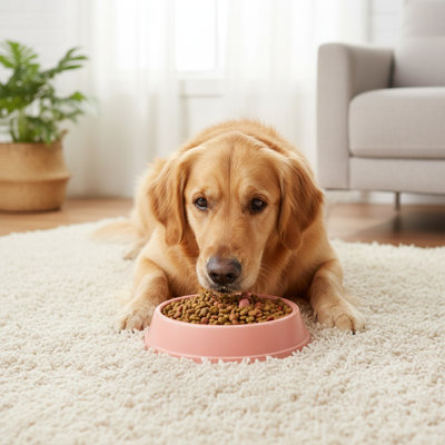 Pet Slow Feeder Bowl For Small & Medium Dogs Cats - Anti-Choking Pet Food Bowl, Non-Slip Healthy Dog Cat Dish To Slow Eating