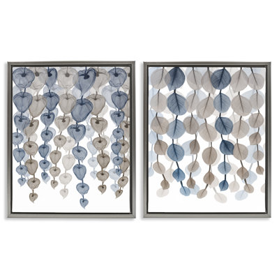 Ensemble de 2 toiles flottantes encadrées "Falling Vines Neutral Leaves" par Albert Koetsier
