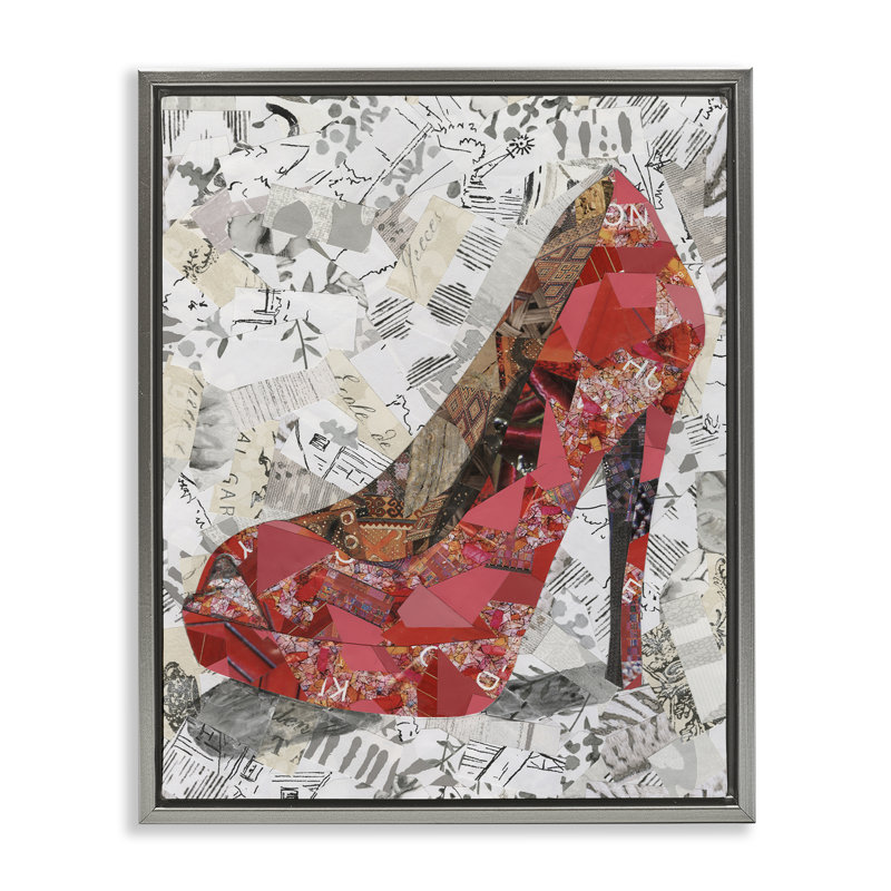 «Eclectic Glam Heel», art mural encadré sur toile flottante par Coco Good, H 31 po x l 25 po, Cadre flottant gris lustré