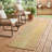 8' Runner Yellow and Orange Striped Washable Non Skid Indoor Outdoor Runner Rug