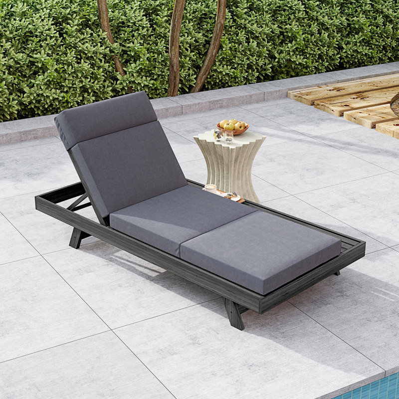 Chaise longue avec appui-tête et coussin, espace disponible d'un côté, Gris foncé