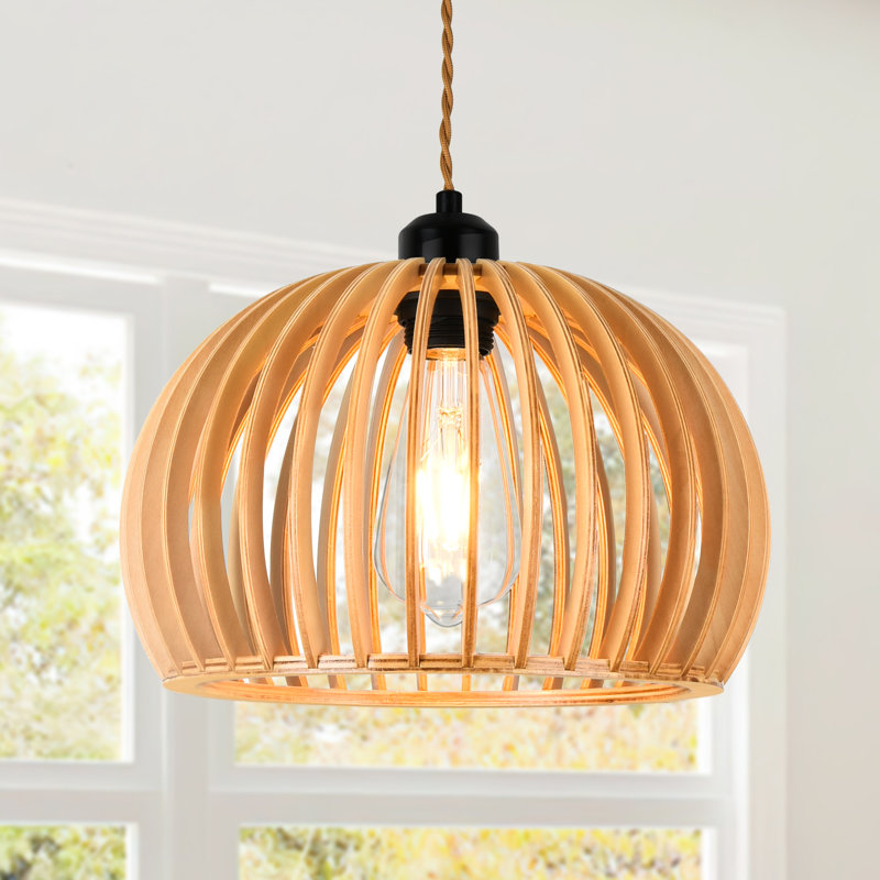 Luminaire suspendu lustre géométrique en bois à 1 lumière