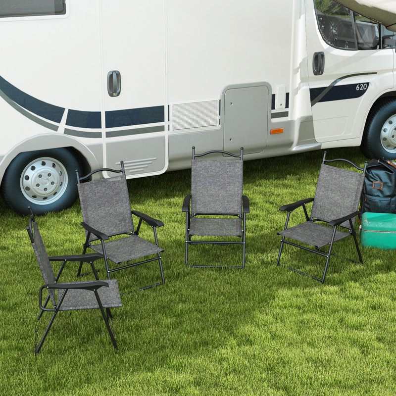 Chaises pliantes grises pour camping et patio, respirantes, de 4 chaises Zero Gravity avec table, filet portatif et respirant, gris, 2