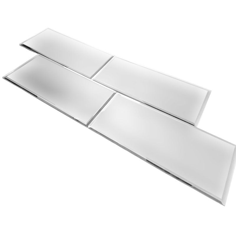 Reflections 8" x 16" Beveled Glass Wall Tile, Silver