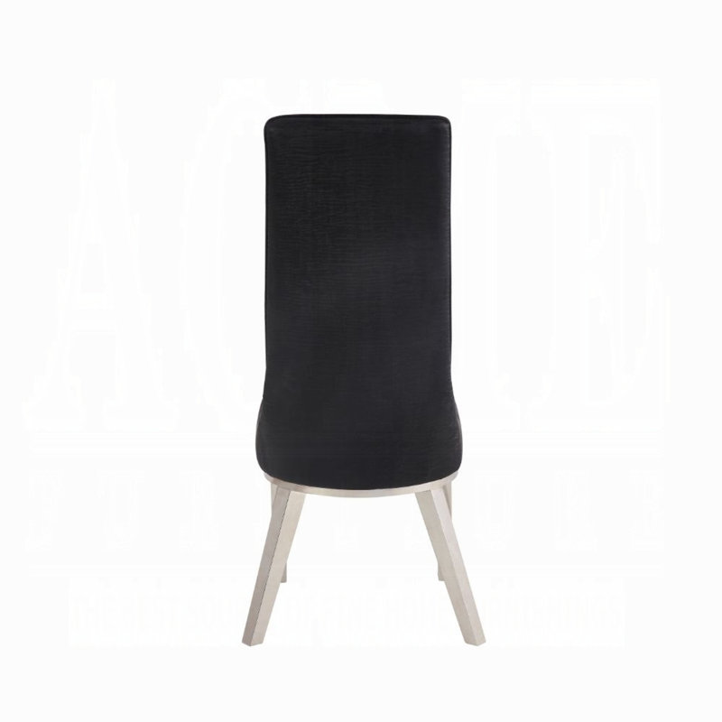 Gianna High Back Black Faux Leather Side Chair with Stainless Steel Legs